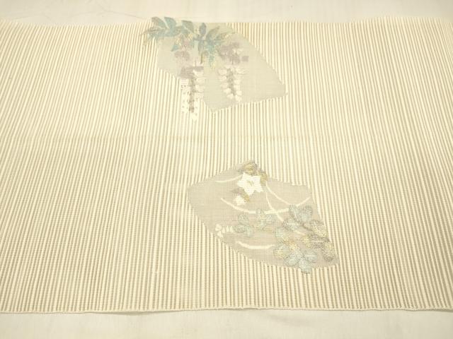平和屋着物＊夏物 絽綴れ 八寸名古屋帯 地紙藤花房 正絹 逸品 DABB3244cm