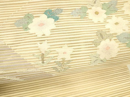 平和屋着物＊夏物 絽綴れ 八寸名古屋帯 流水花文 金銀糸 正絹 逸品 DABB3248cm