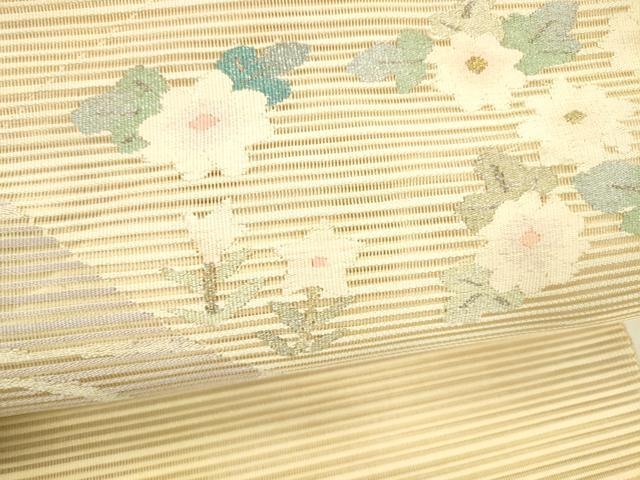 平和屋着物＊夏物 絽綴れ 八寸名古屋帯 流水花文 金銀糸 正絹 逸品 DABB3248cm