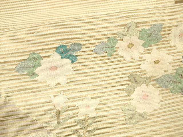 平和屋着物＊夏物 絽綴れ 八寸名古屋帯 流水花文 金銀糸 正絹 逸品 DABB3248cm