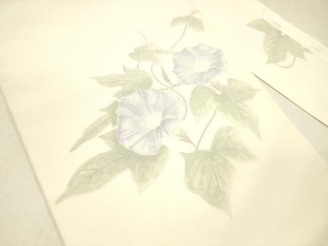 平和屋着物＊夏物 九寸名古屋帯 作家物 手描き 朝顔 DABB3249cm