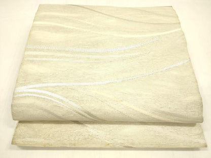 平和屋着物＊夏物 九寸開き名古屋帯 流水文 銀糸 正絹 逸品 DABB3255cm