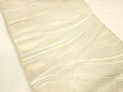 平和屋着物＊夏物 九寸開き名古屋帯 流水文 銀糸 正絹 逸品 DABB3255cm