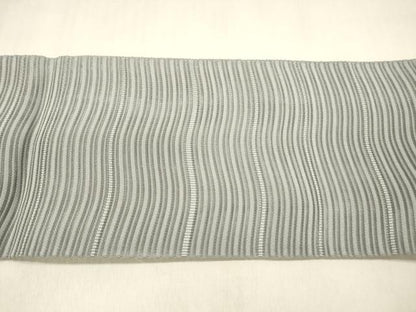 平和屋着物＊夏物 絽綴れ 八寸名古屋帯 よろけ縞 暁鼠色 正絹 逸品 DABB3258cm