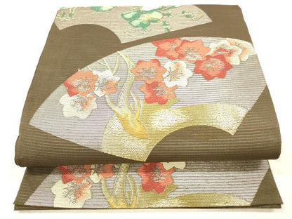 平和屋着物＊夏物 西陣 川島織物 六通柄 本袋帯 地紙蔦の葉花文 金銀糸 正絹 逸品 DABB3265cm