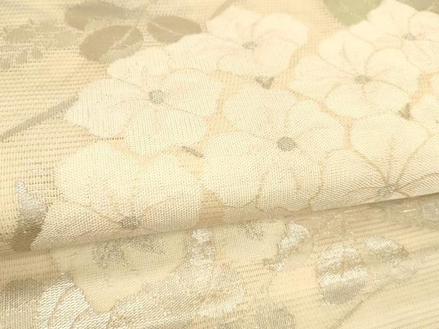 平和屋着物＊夏物 九寸開き名古屋帯 紫陽花 銀糸 正絹 逸品 DABB3270cm