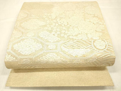 平和屋着物＊夏物 中国三大刺繍 スワトウ刺繍 汕頭刺繍 総刺繍 絽綴れ 太鼓柄袋帯 絽刺し 区限刺繍 草花文 金糸 正絹 逸品 DABB3271cm