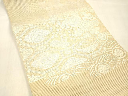 平和屋着物＊夏物 中国三大刺繍 スワトウ刺繍 汕頭刺繍 総刺繍 絽綴れ 太鼓柄袋帯 絽刺し 区限刺繍 草花文 金糸 正絹 逸品 DABB3271cm