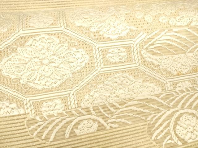 平和屋着物＊夏物 中国三大刺繍 スワトウ刺繍 汕頭刺繍 総刺繍 絽綴れ 太鼓柄袋帯 絽刺し 区限刺繍 草花文 金糸 正絹 逸品 DABB3271cm