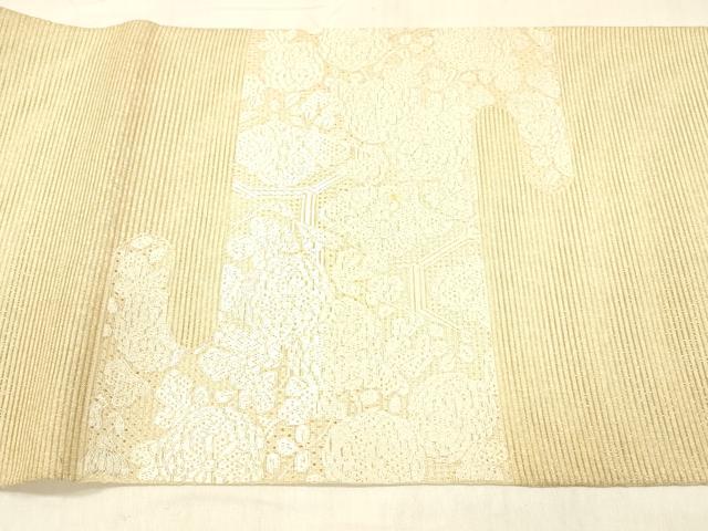 平和屋着物＊夏物 中国三大刺繍 スワトウ刺繍 汕頭刺繍 総刺繍 絽綴れ 太鼓柄袋帯 絽刺し 区限刺繍 草花文 金糸 正絹 逸品 DABB3271cm