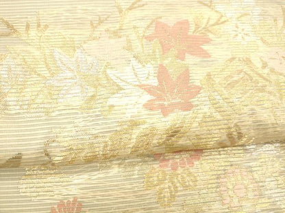 平和屋着物＊夏物 六通柄 本袋帯 草花文 金銀糸 正絹 逸品 DABB3273cm
