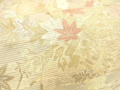 平和屋着物＊夏物 六通柄 本袋帯 草花文 金銀糸 正絹 逸品 DABB3273cm