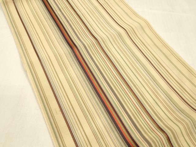 平和屋着物＊夏物 本場筑前博多織 八寸名古屋帯 間道 正絹 逸品 DABB3274cm