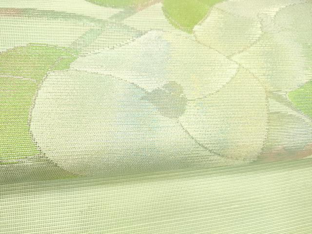 平和屋着物＊夏物 西陣の名門織元 いづくら謹製 八寸名古屋帯 草花文 銀糸 DABB3277cm