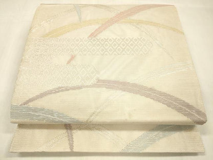 平和屋着物＊夏物 六通柄袋帯 草葉文 銀糸 正絹 逸品 DABB3279cm