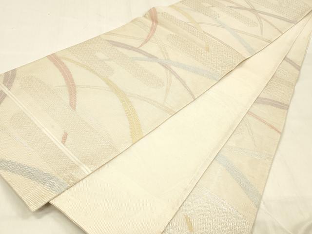 平和屋着物＊夏物 六通柄袋帯 草葉文 銀糸 正絹 逸品 DABB3279cm