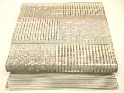 平和屋着物＊夏物　絽綴れ　八寸名古屋帯　横段文　正絹　逸品　DABB3280cm