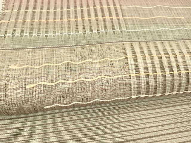 平和屋着物＊夏物　絽綴れ　八寸名古屋帯　横段文　正絹　逸品　DABB3280cm
