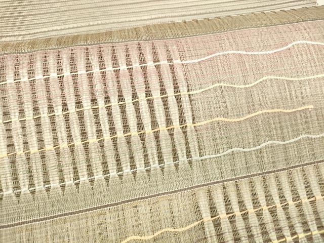 平和屋着物＊夏物　絽綴れ　八寸名古屋帯　横段文　正絹　逸品　DABB3280cm