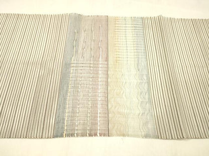 平和屋着物＊夏物　絽綴れ　八寸名古屋帯　横段文　正絹　逸品　DABB3280cm
