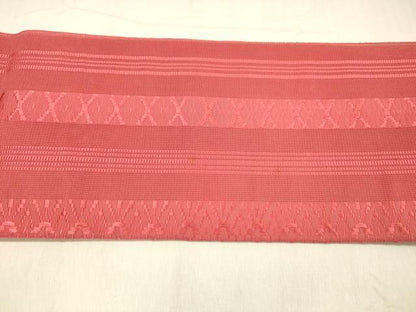 平和屋着物＊夏物 本場筑前博多織 八寸名古屋帯 紗献上 赤紅色 正絹 逸品 DABB3282cm