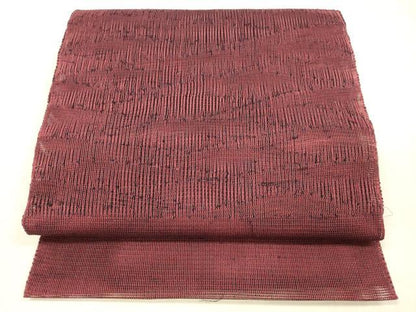 平和屋着物＊夏物 八寸名古屋帯 流水文 暗紅色 正絹 逸品 DABB3283cm