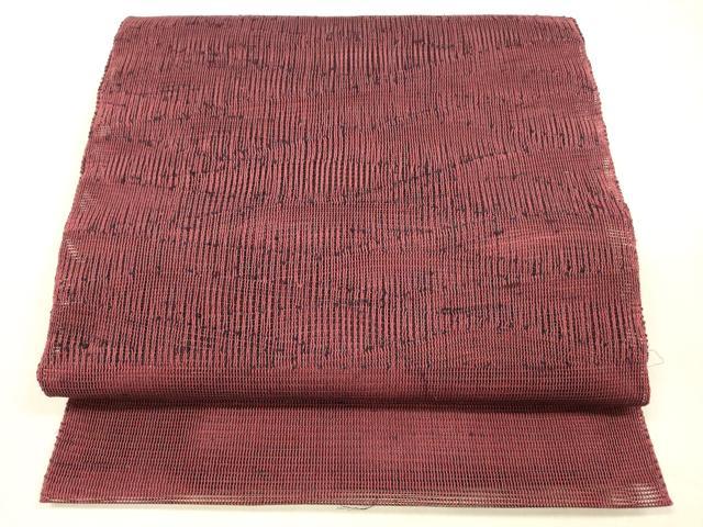 平和屋着物＊夏物 八寸名古屋帯 流水文 暗紅色 正絹 逸品 DABB3283cm