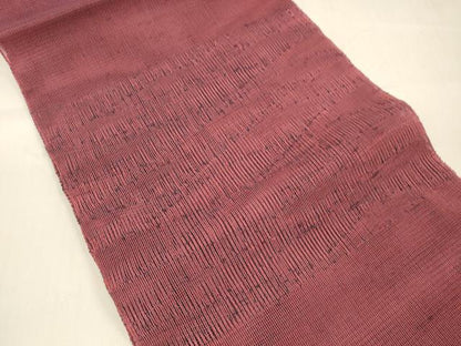平和屋着物＊夏物 八寸名古屋帯 流水文 暗紅色 正絹 逸品 DABB3283cm