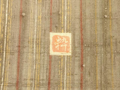 平和屋着物＊夏物 九寸名古屋帯 生紬 作家物 間道 正絹 逸品 DABB3286cm