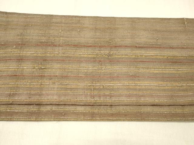 平和屋着物＊夏物 九寸名古屋帯 生紬 作家物 間道 正絹 逸品 DABB3286cm