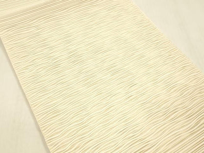 平和屋着物＊夏物 絽綴れ 八寸名古屋帯 よろけ縞 肌色 正絹 逸品 DABB3288cm