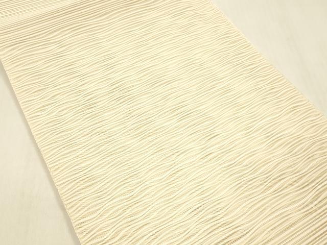 平和屋着物＊夏物 絽綴れ 八寸名古屋帯 よろけ縞 肌色 正絹 逸品 DABB3288cm