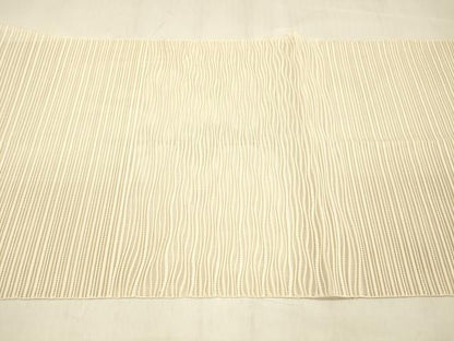 平和屋着物＊夏物 絽綴れ 八寸名古屋帯 よろけ縞 肌色 正絹 逸品 DABB3288cm