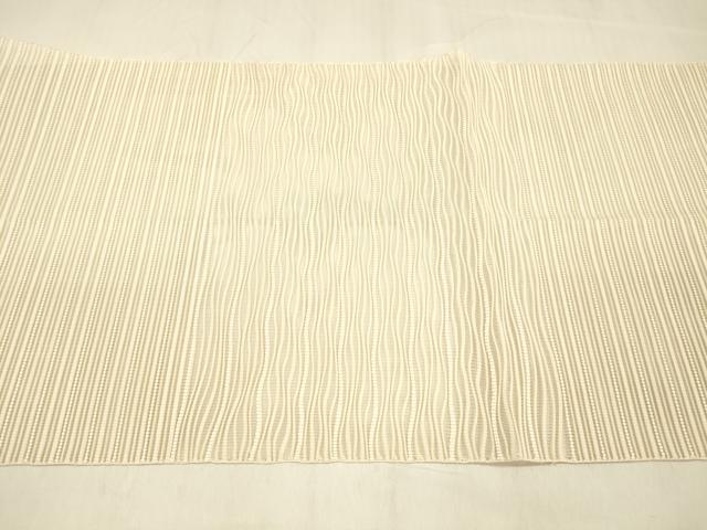 平和屋着物＊夏物 絽綴れ 八寸名古屋帯 よろけ縞 肌色 正絹 逸品 DABB3288cm