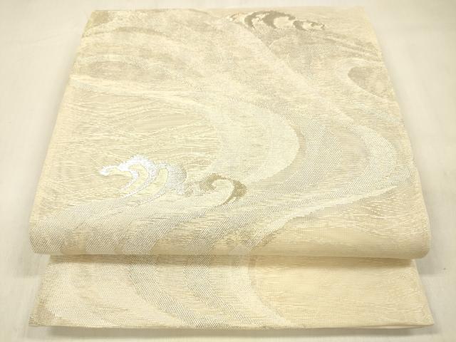 平和屋着物＊夏物 六通柄袋帯 流水文 銀糸 正絹 逸品 DABB3289cm