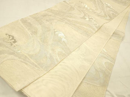 平和屋着物＊夏物 六通柄袋帯 流水文 銀糸 正絹 逸品 DABB3289cm