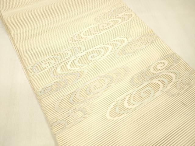 平和屋着物＊夏物 絽綴れ 太鼓柄袋帯 流水文 銀糸 正絹 逸品 DABB3290cm