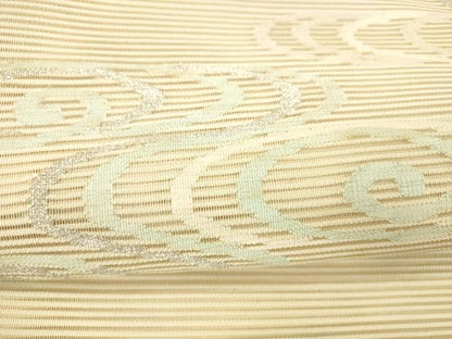 平和屋着物＊夏物 絽綴れ 太鼓柄袋帯 流水文 銀糸 正絹 逸品 DABB3290cm