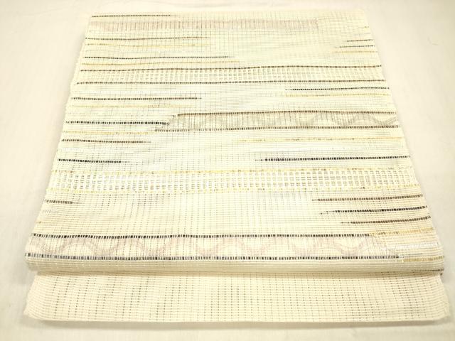 平和屋着物＊夏物 八寸名古屋帯 横段文 金銀糸 正絹 逸品 DABB3292cm
