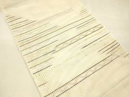 平和屋着物＊夏物 八寸名古屋帯 横段文 金銀糸 正絹 逸品 DABB3292cm