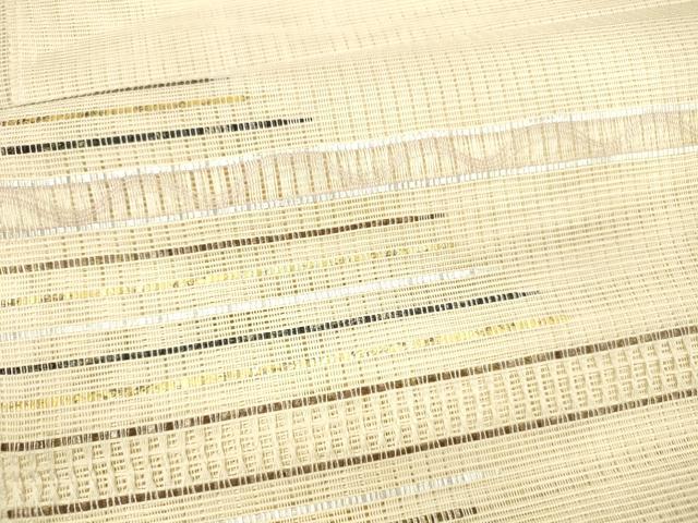 平和屋着物＊夏物 八寸名古屋帯 横段文 金銀糸 正絹 逸品 DABB3292cm