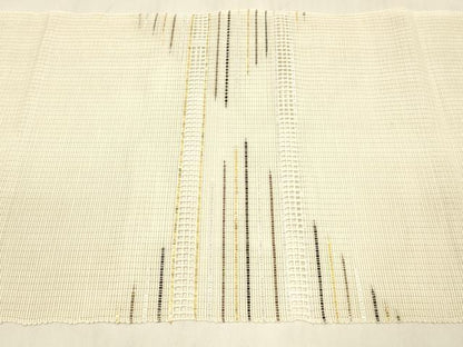 平和屋着物＊夏物 八寸名古屋帯 横段文 金銀糸 正絹 逸品 DABB3292cm