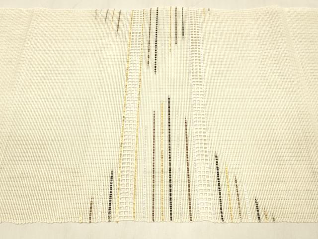 平和屋着物＊夏物 八寸名古屋帯 横段文 金銀糸 正絹 逸品 DABB3292cm