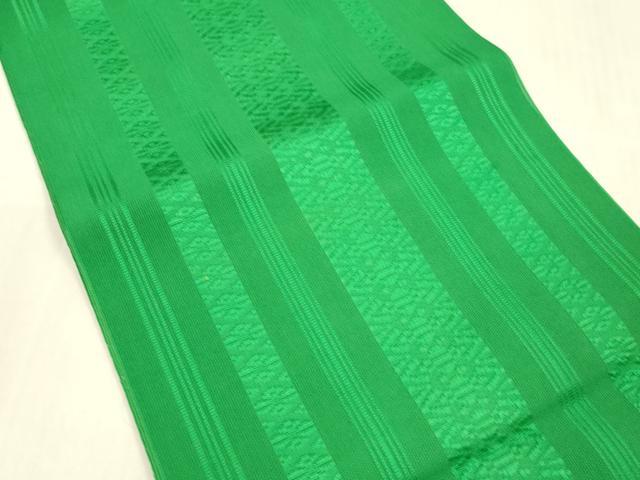 平和屋着物＊夏物 本場筑前博多織 八寸名古屋帯 紗献上 常盤色 正絹 逸品 DABB3293cm