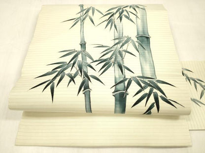平和屋着物＊夏物 絽塩瀬 九寸名古屋帯 手描き 笹竹文 正絹 逸品 DABB3294cm