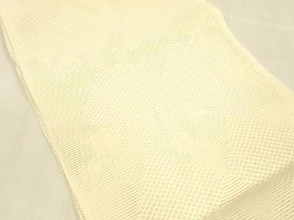 平和屋着物＊夏物 八寸名古屋帯 花菱文 鳥の子色 DABB3295cm