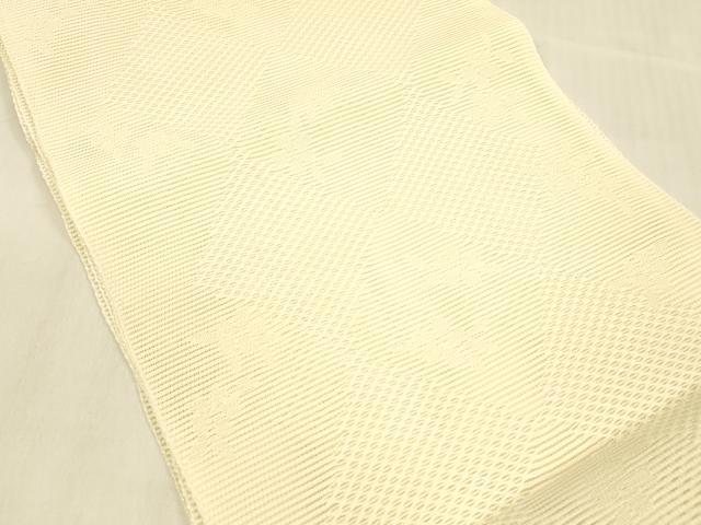 平和屋着物＊夏物 八寸名古屋帯 花菱文 鳥の子色 DABB3295cm