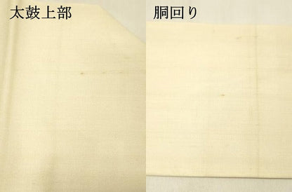 平和屋着物＊夏物 九寸名古屋帯 手描き 草花文 藤花房 正絹 逸品 DABB3297cm