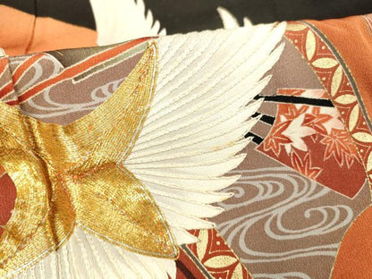 平和屋着物■豪華黒留袖 駒刺繍 流水飛鶴草花文 暈し染め 金銀彩 正絹 逸品 DABB3301cm