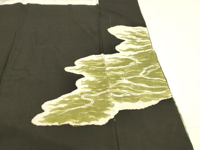 平和屋着物■豪華黒留袖　刺繍　流水鳳凰文　正絹　逸品　DABB3302cm